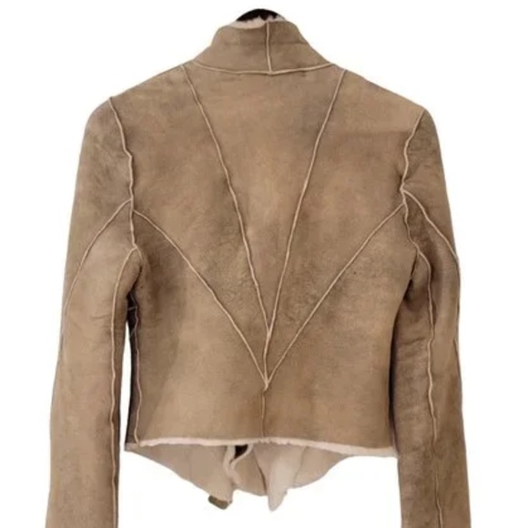 DVF Suede Beige Draped Distressed Jacket - Picture 3 of 13
